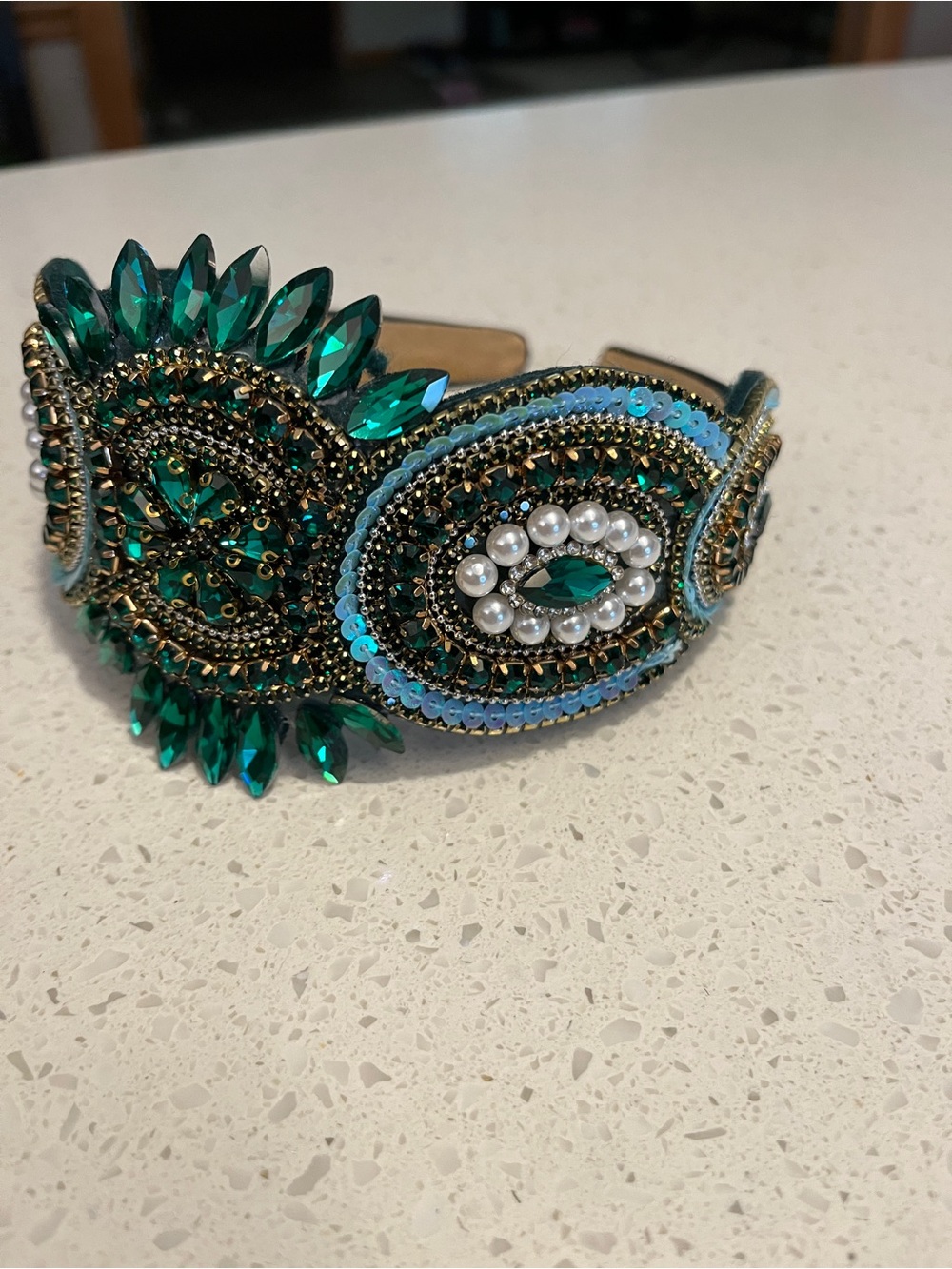 Crystals and faux Pearls Embellished Statement Headband - Picture 6 of 6